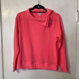 J. Crew Bright Pink Button Turtle Neck Cowl Sweater